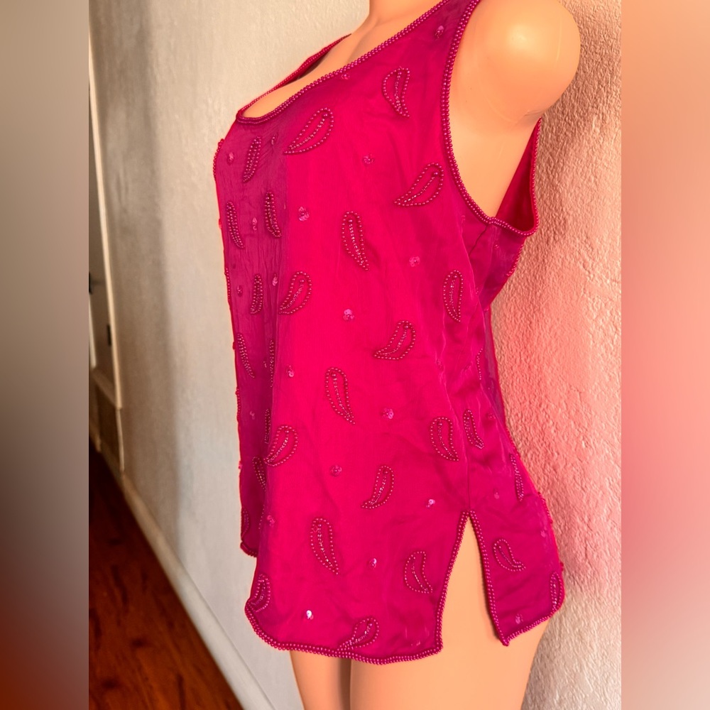 Embroidered Pink Sleeveless Blouse